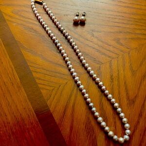 Pearl earrings and necklace